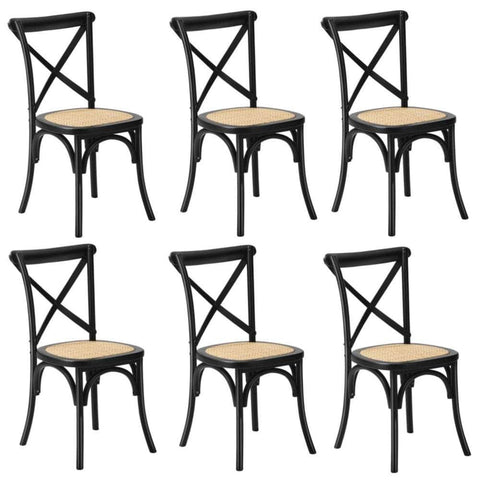 Crossback Dining Chair Ratan Seat Black/Natural/White