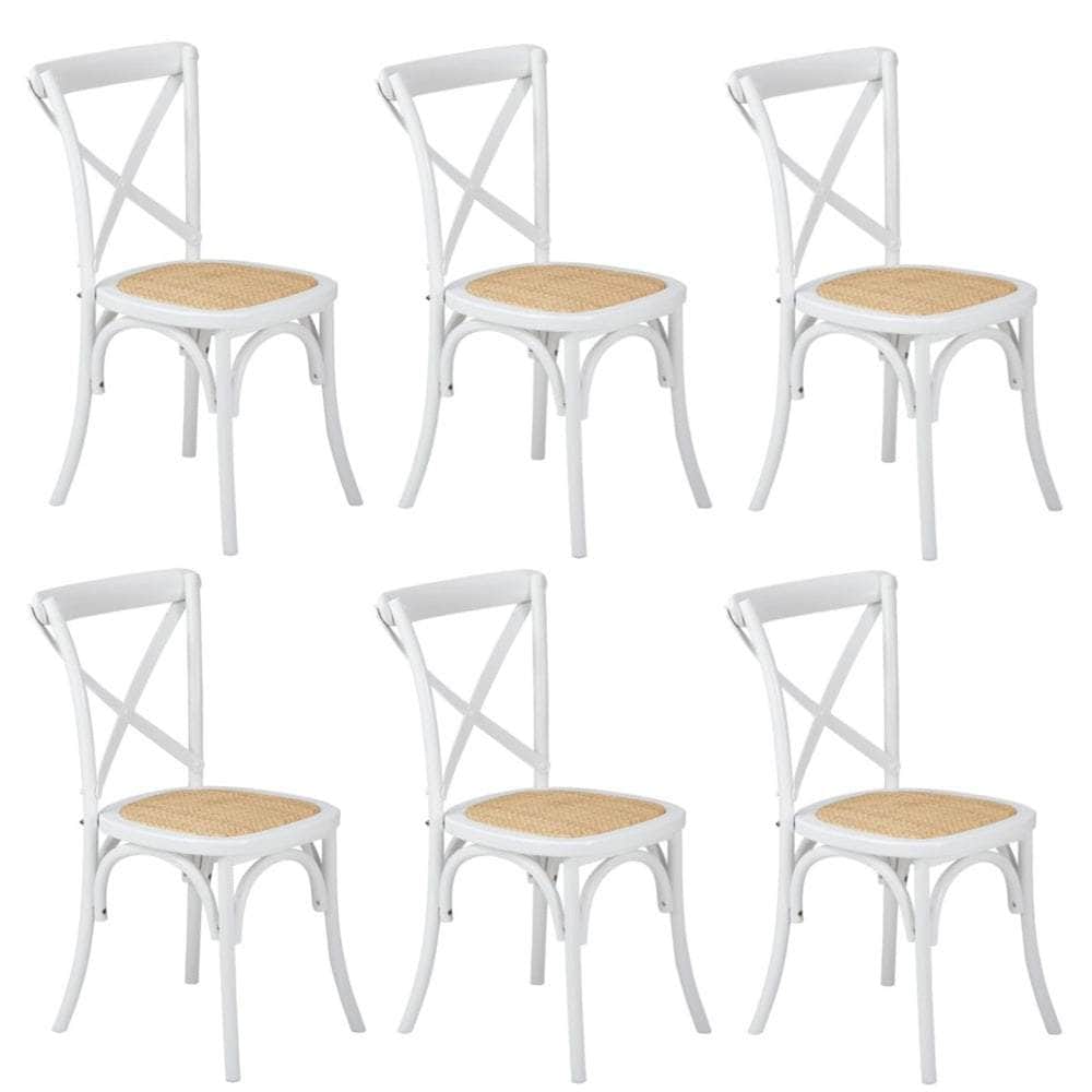 Crossback Dining Chair Ratan Seat Black/Natural/White