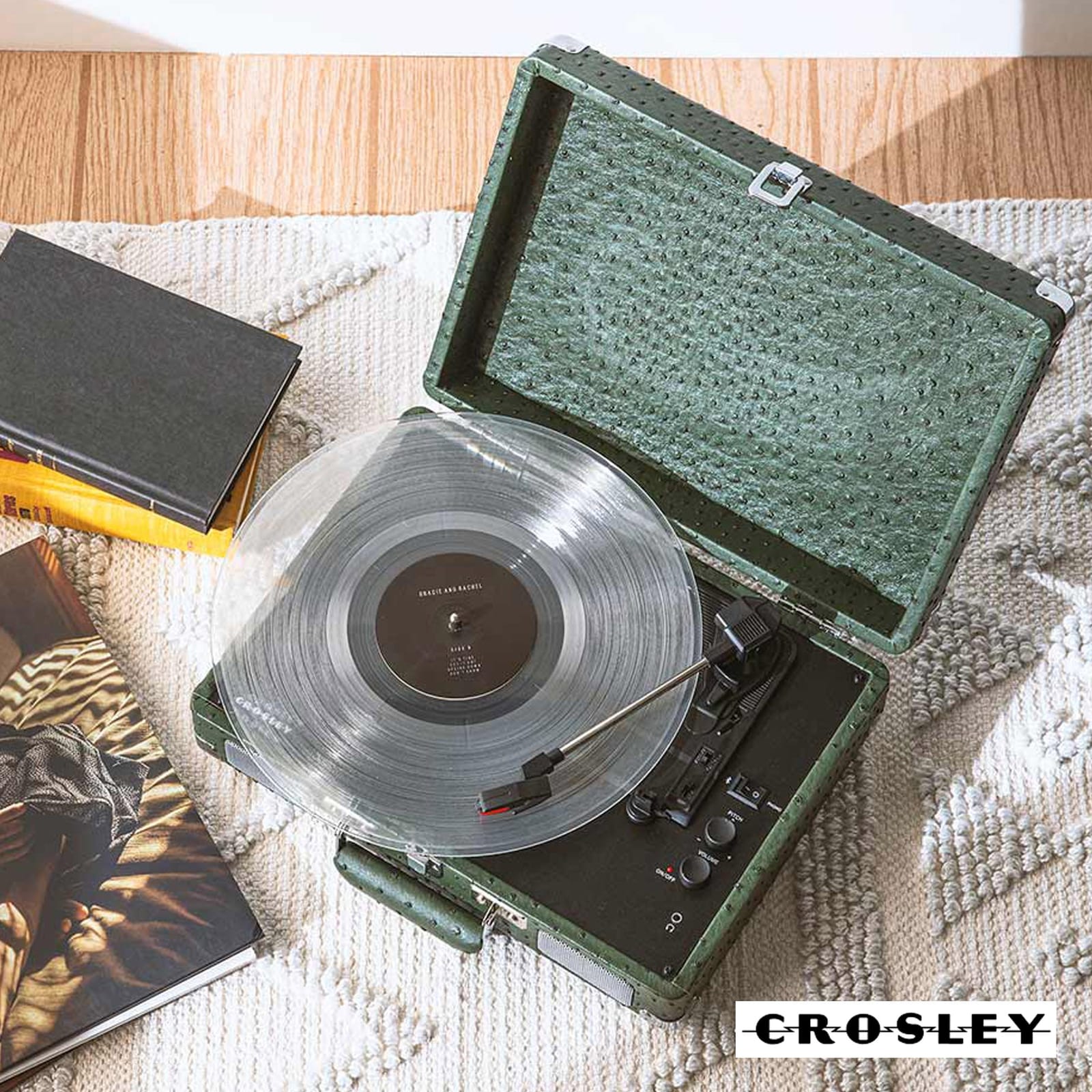 Cruiser Plus Bluetooth Turntable 3 Speed Ostrich Green with Green colour