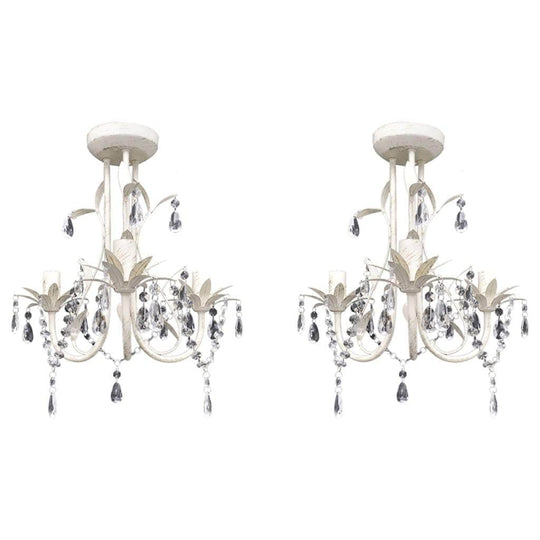 Crystal Pendant Ceiling Lamp Chandeliers 2 pcs Elegant White - Simple deals