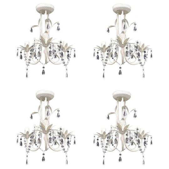 Crystal Pendant Ceiling Lamp Chandeliers 4 pcs Elegant White - Simple deals