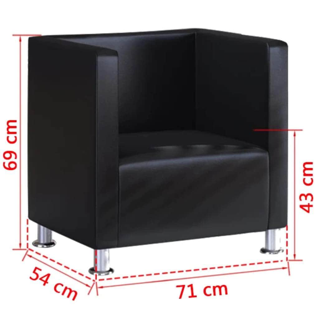 Cube Archair Black Faux Leather