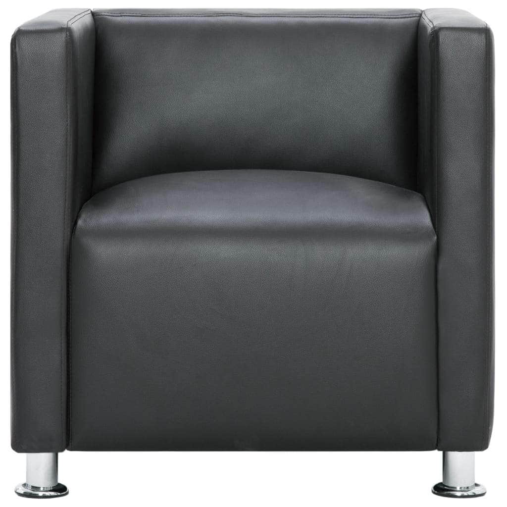 Cube Armchair Grey faux Leather