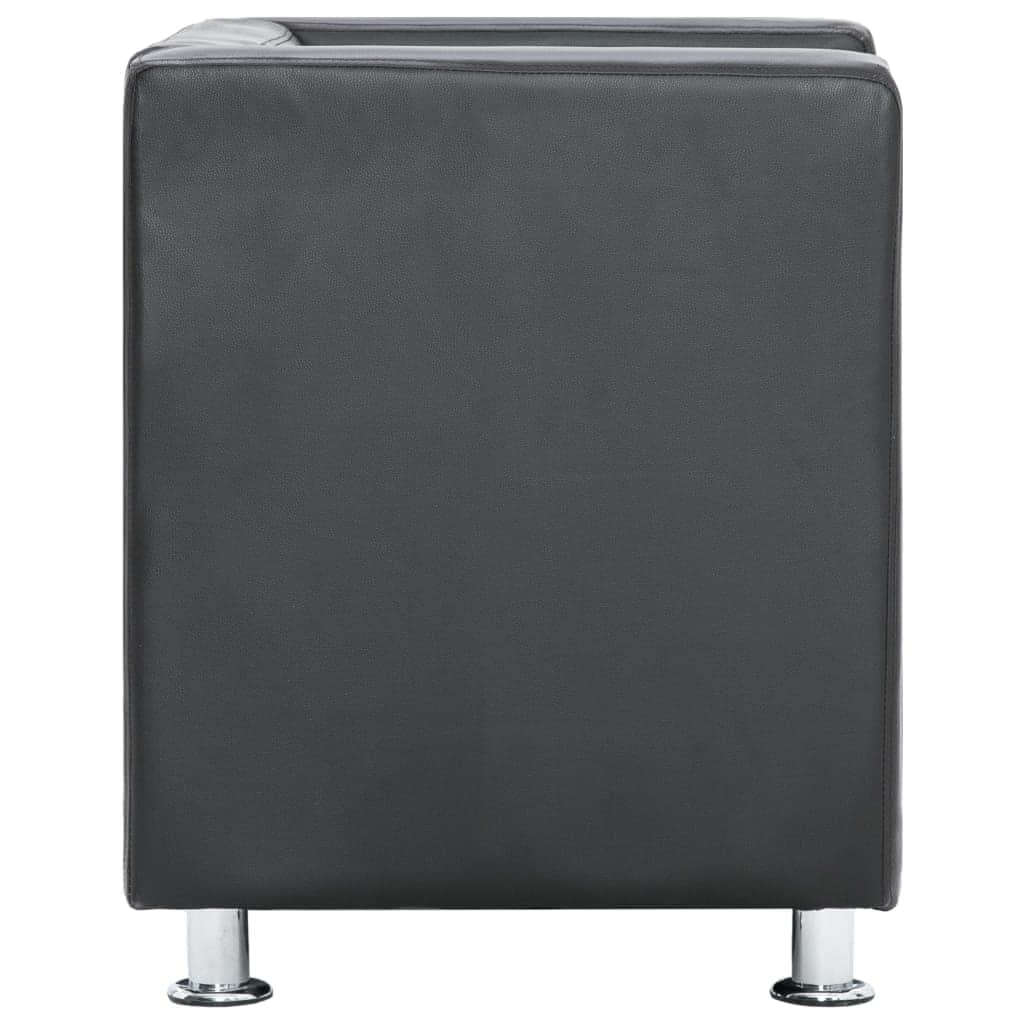 Cube Armchair Grey faux Leather