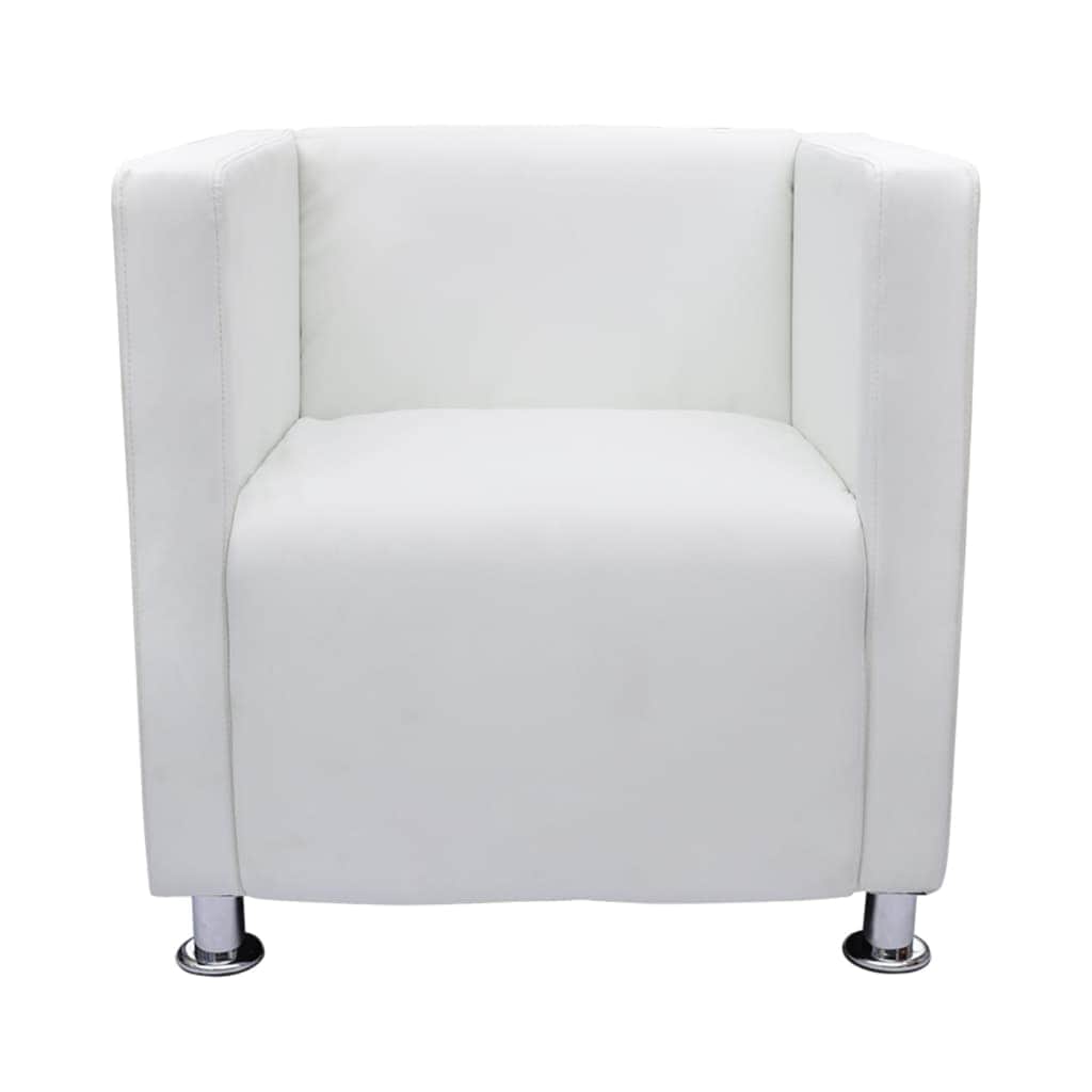 Cube Armchair White Leather