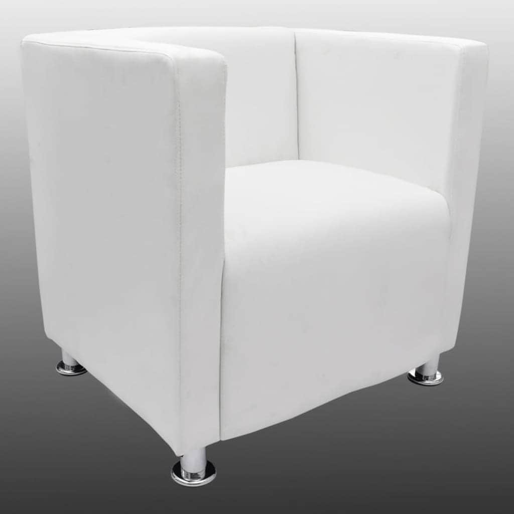 Cube Armchair White Leather