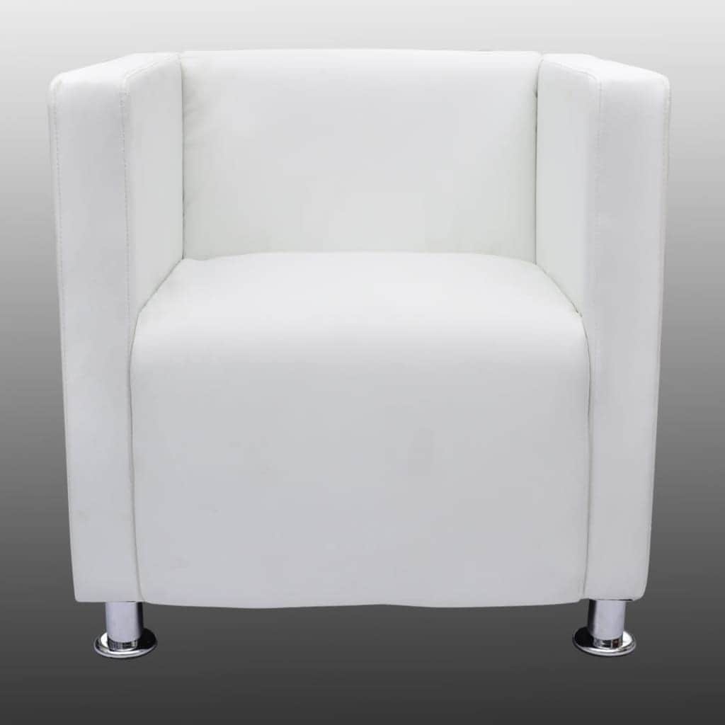 Cube Armchair White Leather