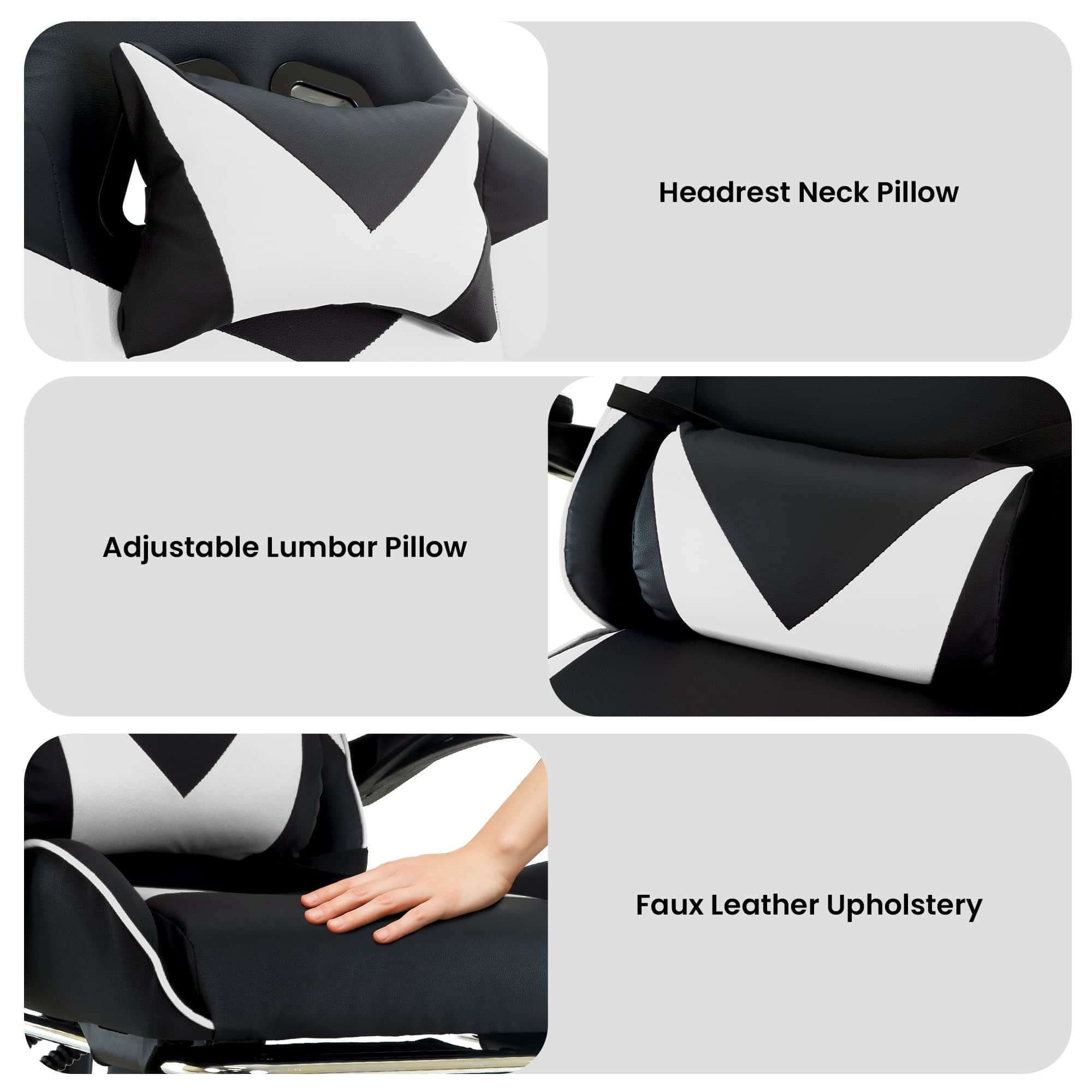 Cueva Reclining High Back Gaming Chair with Retractable Footrest for Office