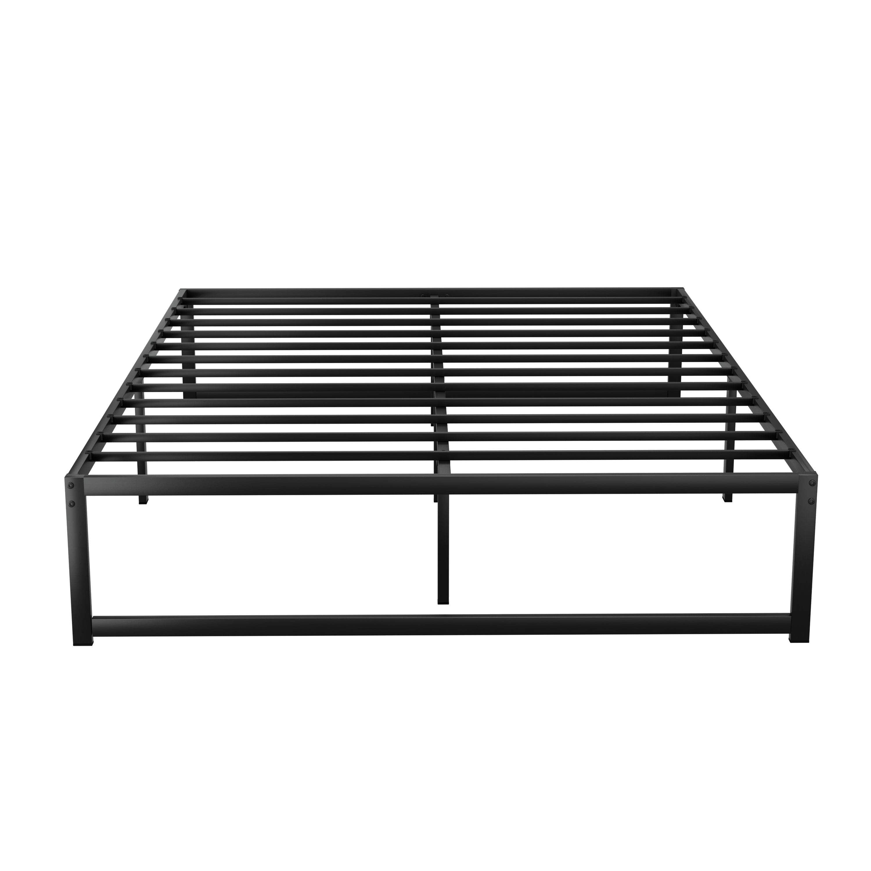 D/K/Q Size Metal Platform Bed Frame with Mattress - Black