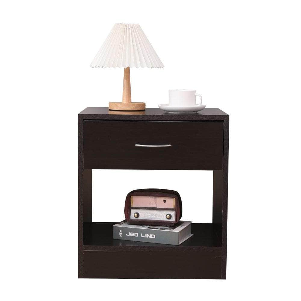 Dandi Bedside Table Nightstand With Drawer Set Of 2 Brown