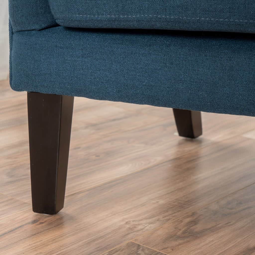 Dark Blue Fabric Armchair Vintage High Back Padded Living Room Chair