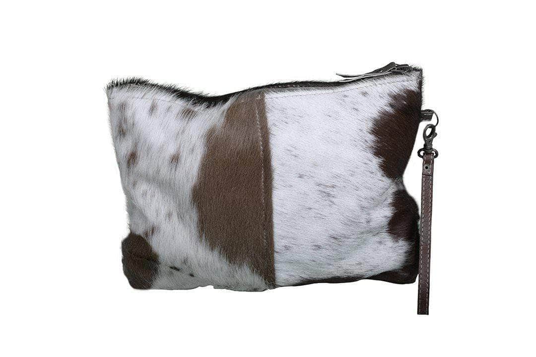 Dark Cowhide Zip Clutch Bag