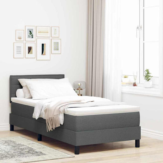 Dark Grey Bed with Foam Mattress and LED Headboard
