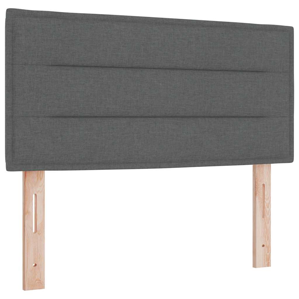 Dark Grey and White Fabric Box Spring Bed with Foam Mattress and LED Headboard
