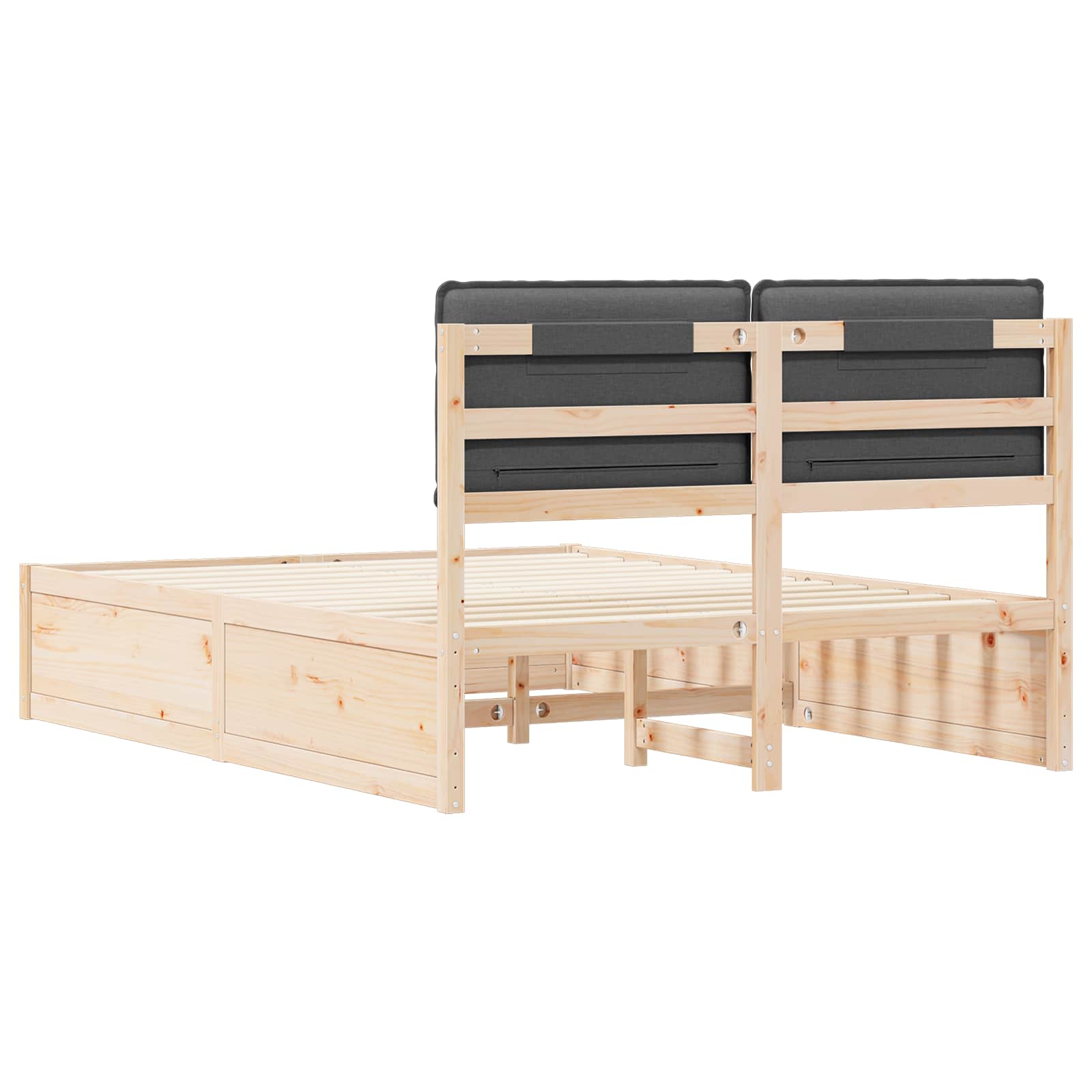 Dark Grey Bed Frame with Soft Upholstered Headboard and Platform Slats Queen
