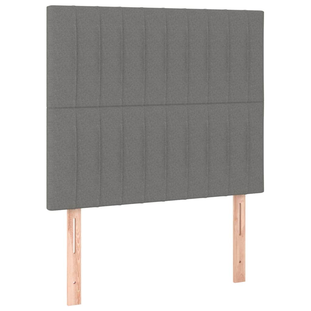Dark Grey Box Spring Bed with LED Fabric Mattress King Single Adjustable Headboard