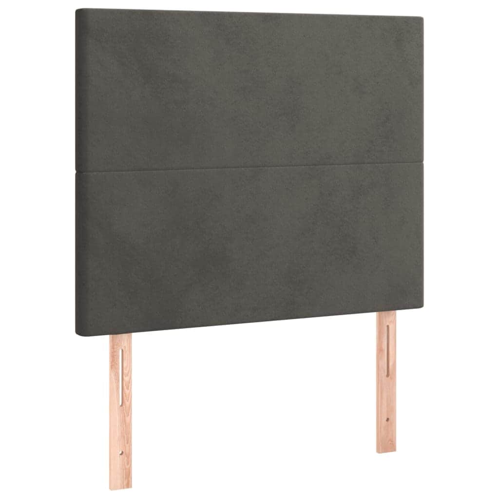 Dark Grey Box Spring Bed with LED Velvet Pocket Spring Mattress King Single