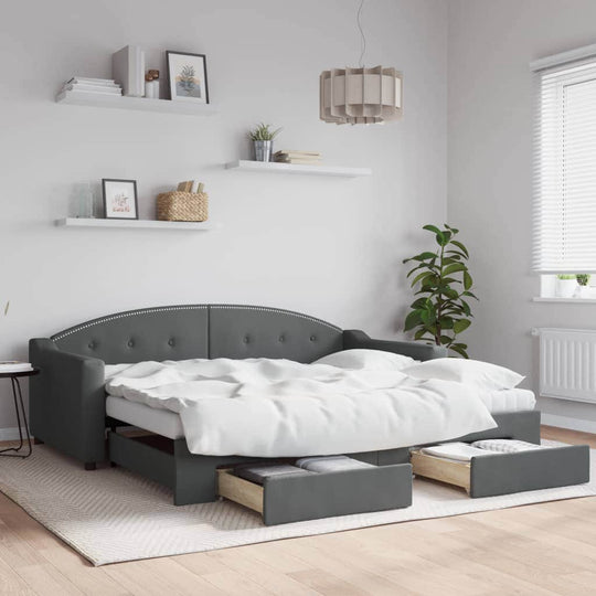 Dark Grey Daybed with Trundle and Storage Drawers