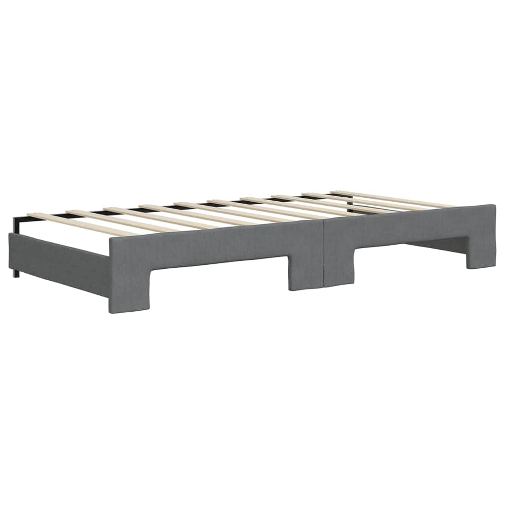 Dark Grey Daybed with Trundle and Storage Drawers for Single Mattress