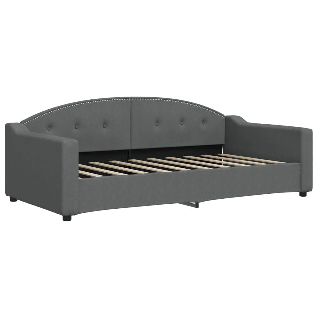 Dark Grey Daybed with Trundle and Storage Drawers for Single Mattress