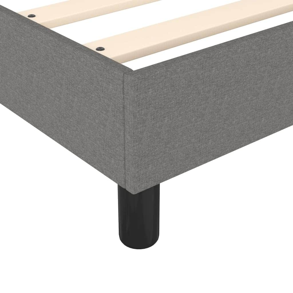 Dark Grey Double Box Spring Bed with Mattress Fabric Pocket Spring Support
