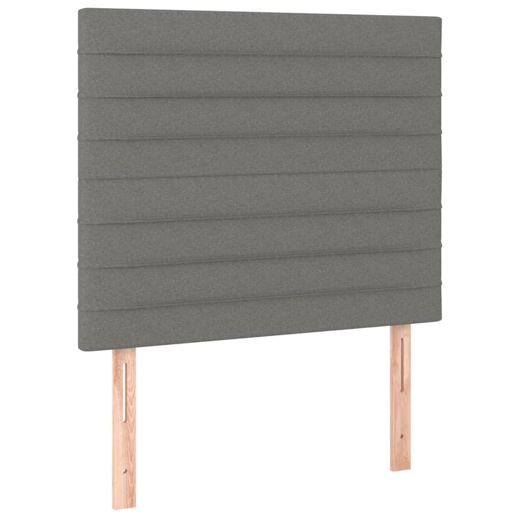 Dark Grey Fabric Box Spring Bed with LED Pocket Spring Mattress King Single