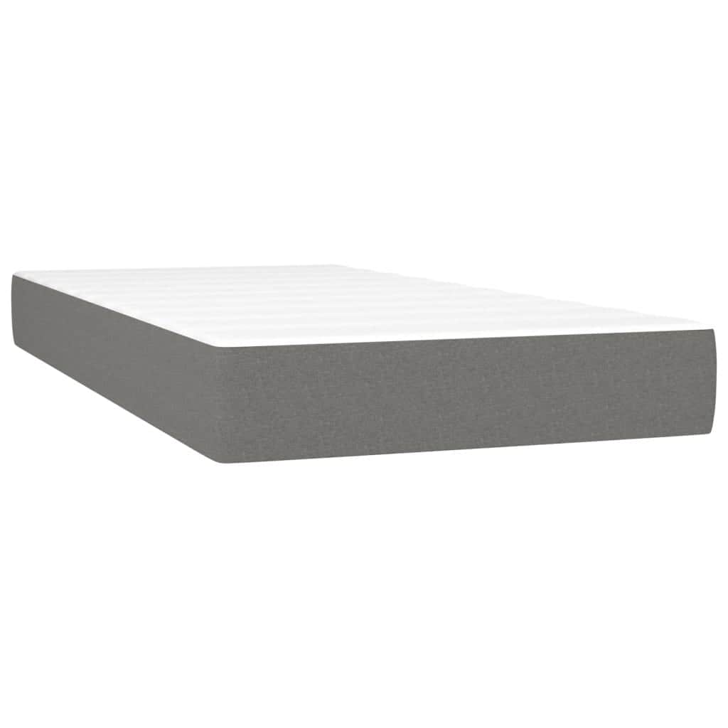 Dark Grey Fabric Box Spring Bed with Pocket Spring Mattress