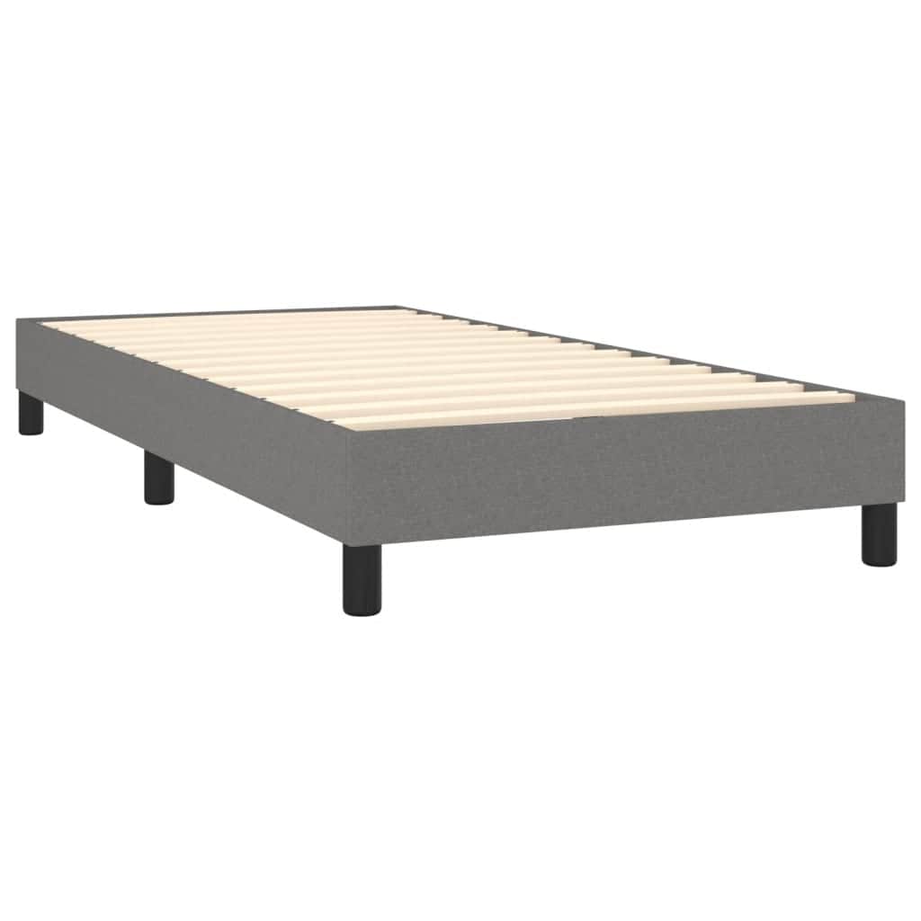 Dark Grey Fabric Box Spring Bed with Pocket Spring Mattress