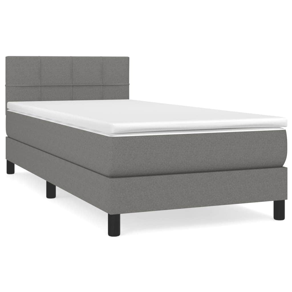 Dark Grey Fabric Box Spring Bed with Pocket Spring Mattress