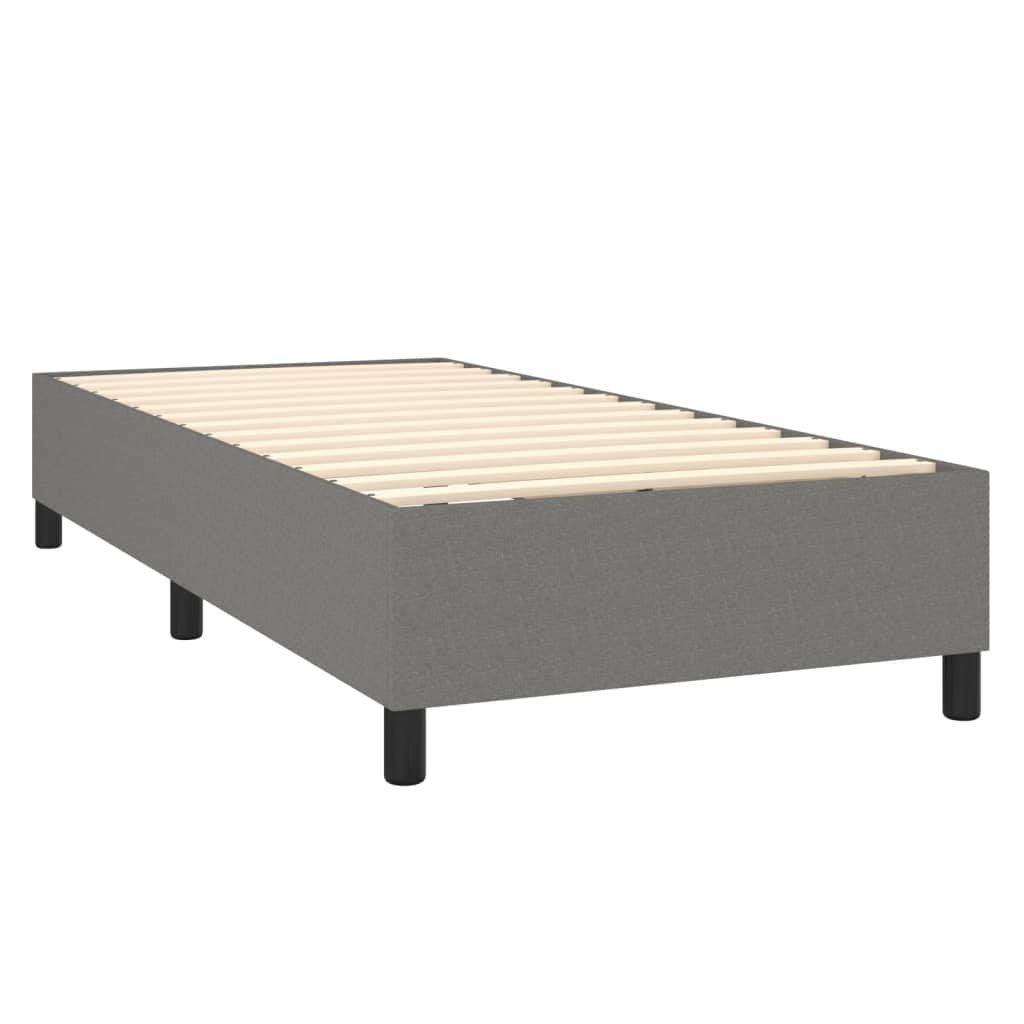 Dark Grey King Single Box Spring Bed with Fabric Pocket Spring Mattress