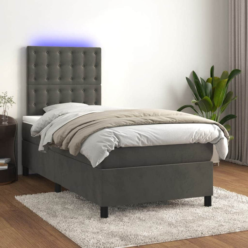Dark Grey King Single Bed with Spring Mattress