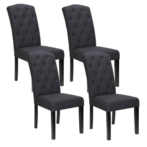 Dark Grey Linen Parsons Chairs, Set of 4 for Dining Room - Stylish