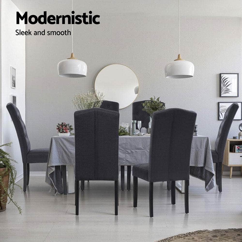 Dark Grey Linen Parsons Chairs, Set of 4 for Dining Room - Stylish