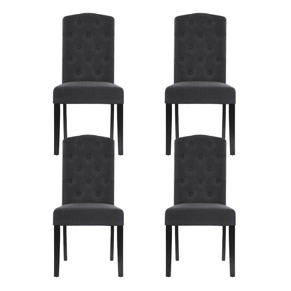 Dark Grey Linen Parsons Chairs, Set of 4 for Dining Room - Stylish