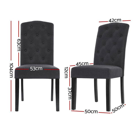 Dark Grey Linen Parsons Chairs, Set of 4 for Dining Room - Stylish