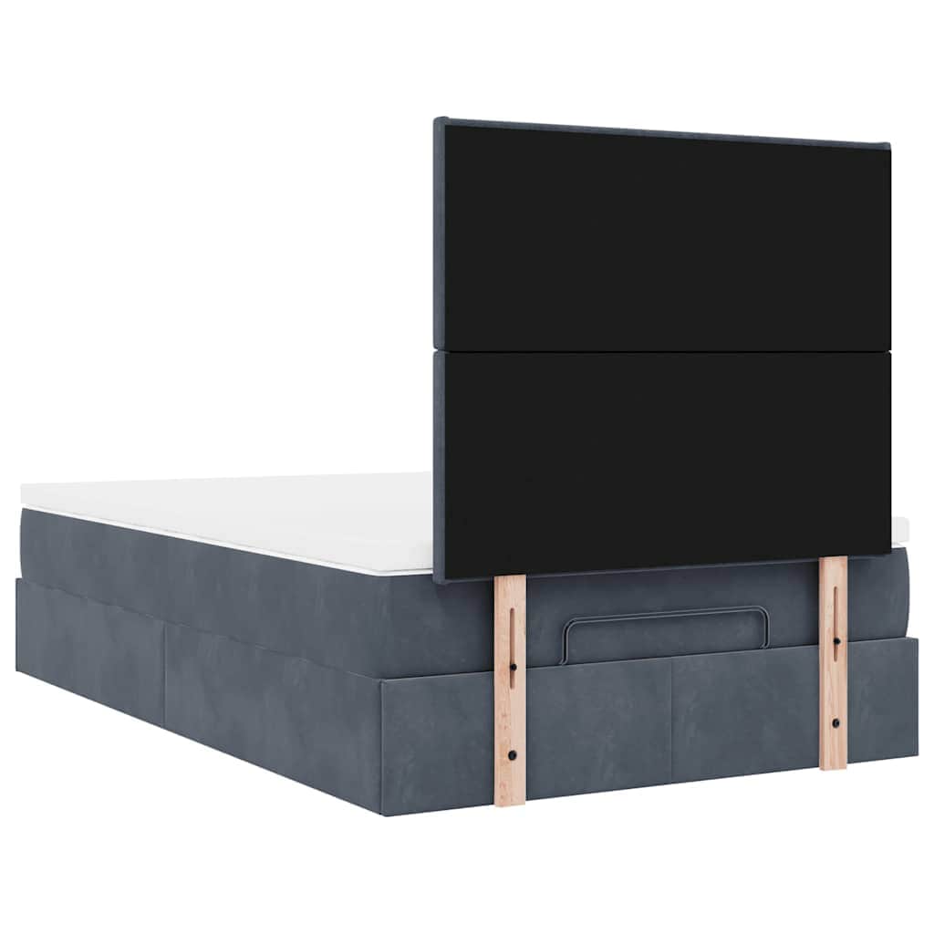 Dark Grey Ottoman Bed with Pocket Spring Velvet Mattress King Single