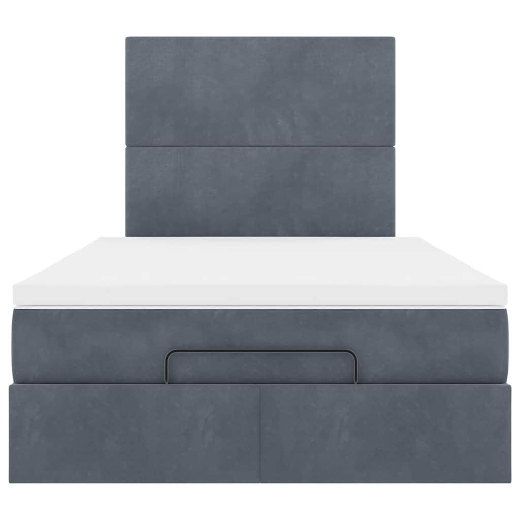 Dark Grey Ottoman Bed with Pocket Spring Velvet Mattress King Single