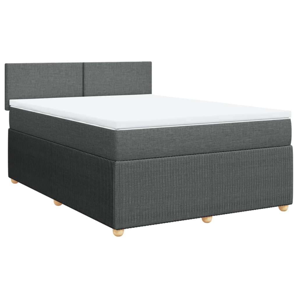 Dark Grey Queen Box Spring Bed with Mattress for Modern Bedrooms