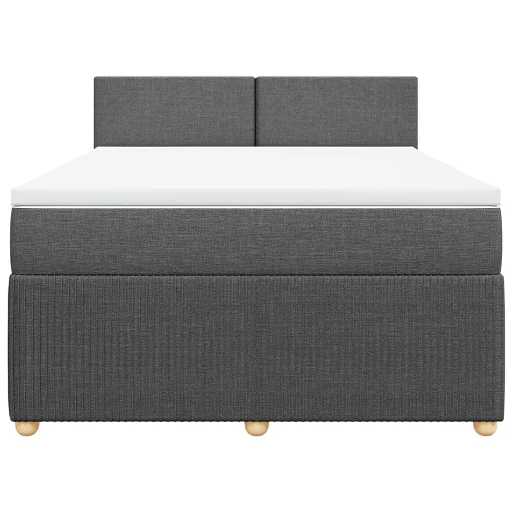Dark Grey Queen Box Spring Bed with Mattress for Modern Bedrooms