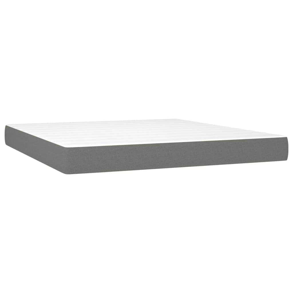 Dark Grey Queen Pocket Spring Mattress Medium Firm Fabric Foam Support
