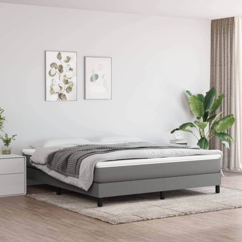 Dark Grey Queen Pocket Spring Mattress Medium Firm Fabric Foam Support