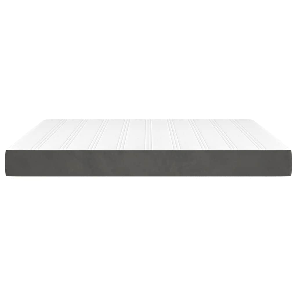 Dark Grey Queen Pocket Spring Mattress Medium Firm Velvet Fabric Foam