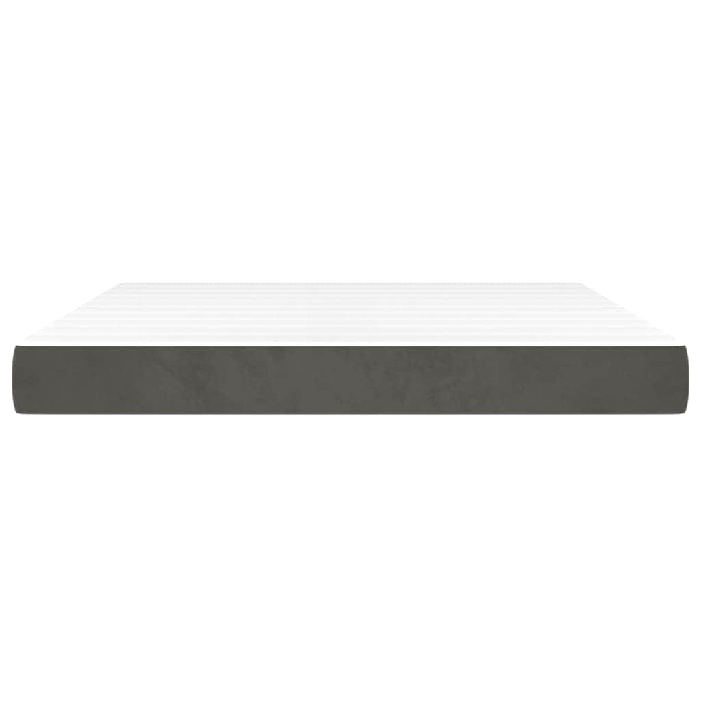 Dark Grey Queen Pocket Spring Mattress Medium Firm Velvet Fabric Foam