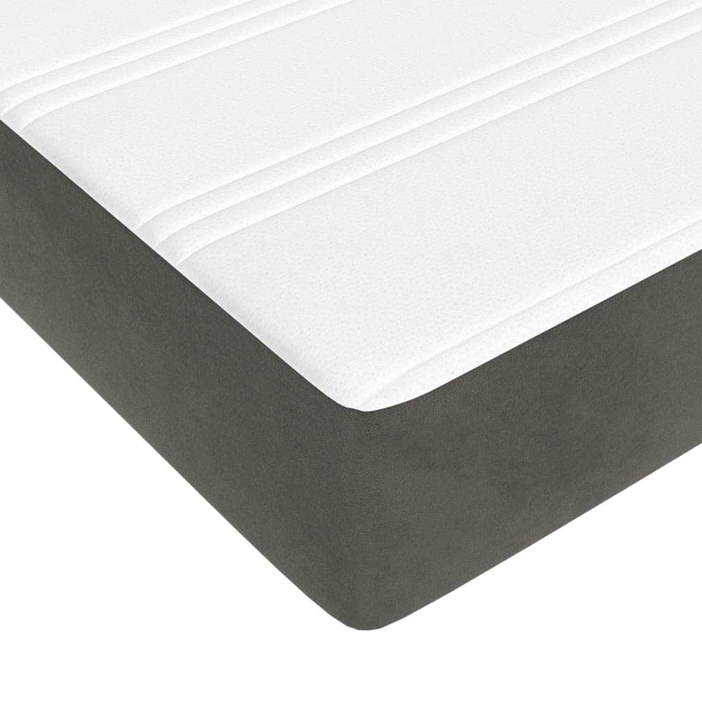 Dark Grey Queen Pocket Spring Mattress Medium Firm Velvet Fabric Foam