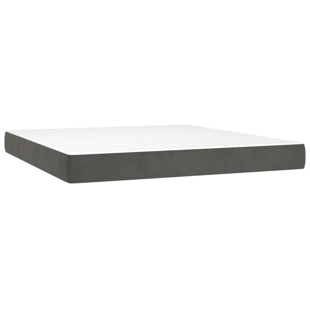 Dark Grey Queen Pocket Spring Mattress Medium Firm Velvet Fabric Foam