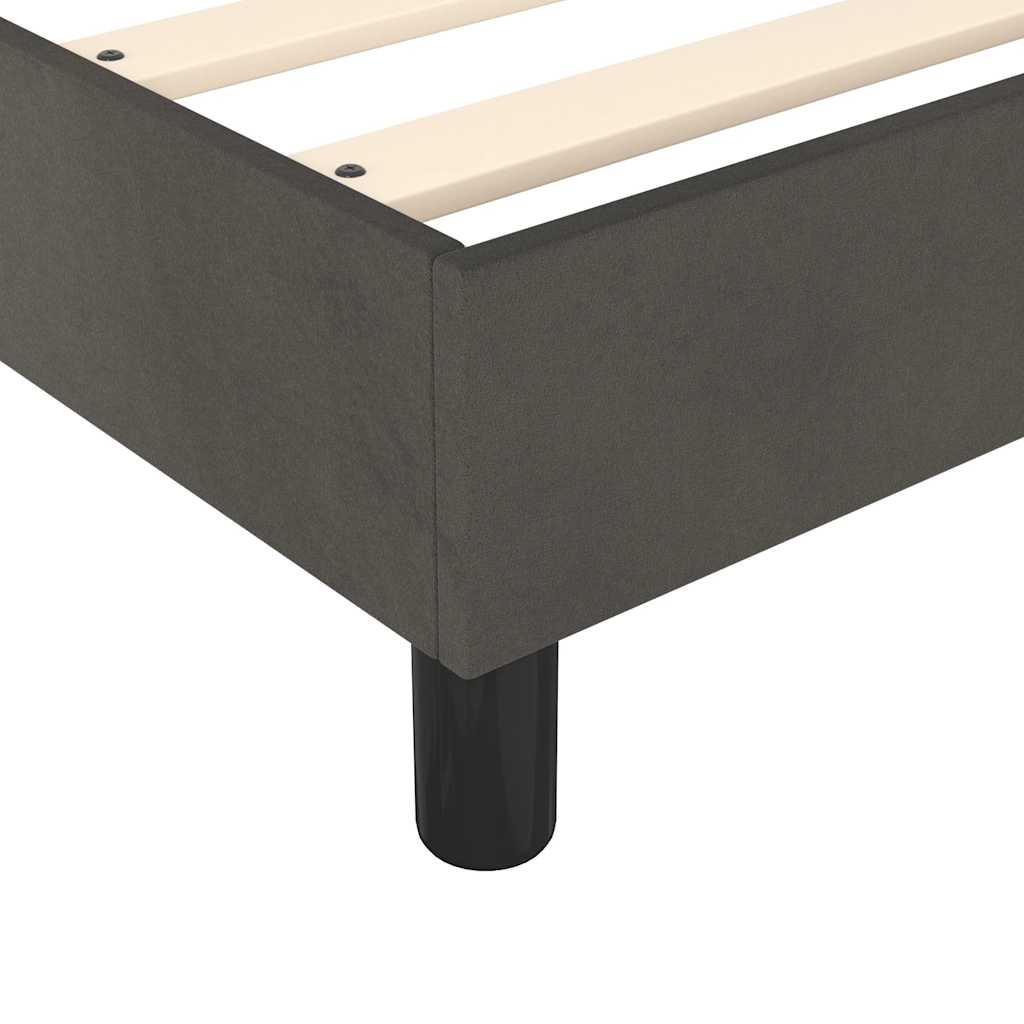 Dark Grey Velvet Bed with LED Features and Removable Mattress Topper King Single