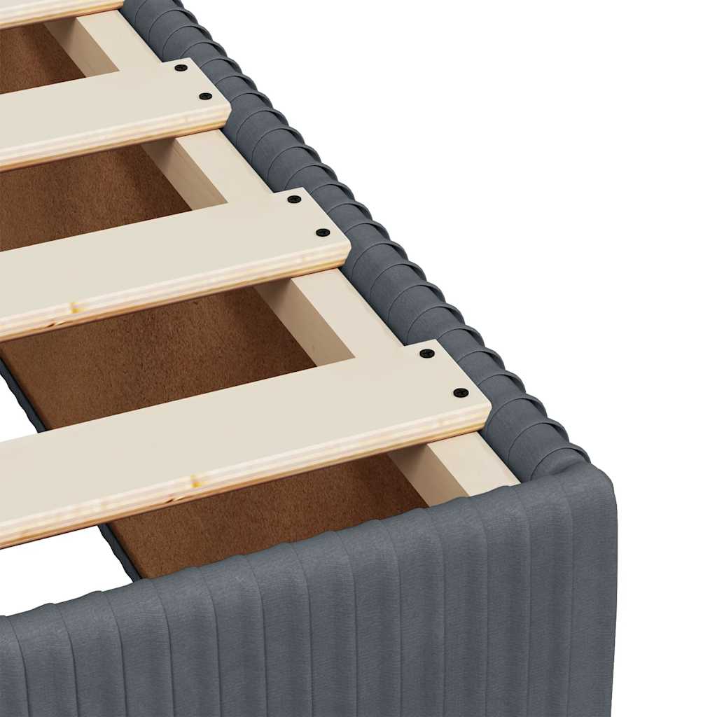 Dark Grey Velvet Box Spring Bed King Single with Mattress and Foam Topper