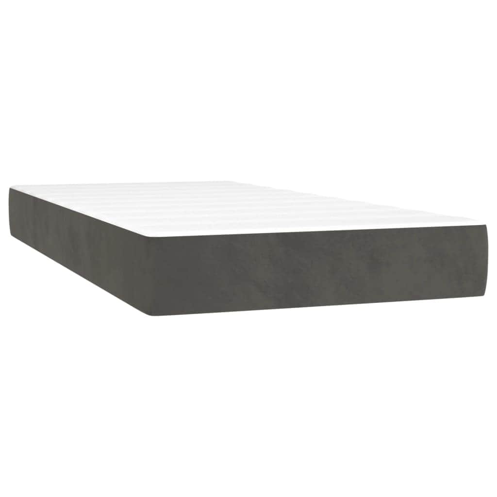 Dark Grey Velvet Box Spring Bed Pocket Spring Mattress King Single with Topper