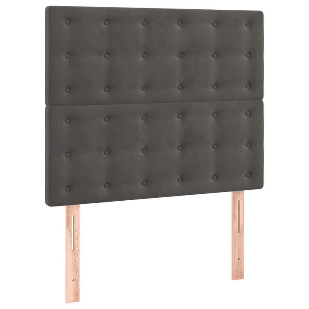 Dark Grey Velvet Box Spring Bed Pocket Spring Mattress King Single with Topper