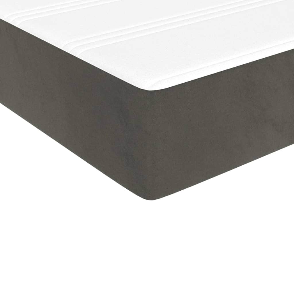 Dark Grey Velvet Box Spring Bed with Mattress Full Size Plywood Slatted Base